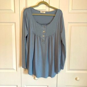Zenana Long-Sleeve Light Blue Top